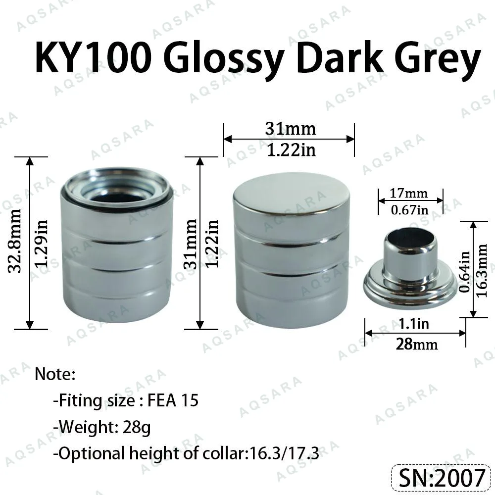 Tutup Magnetik aluminium — KY100 Magnetic Cap — Glossy Dark Grey