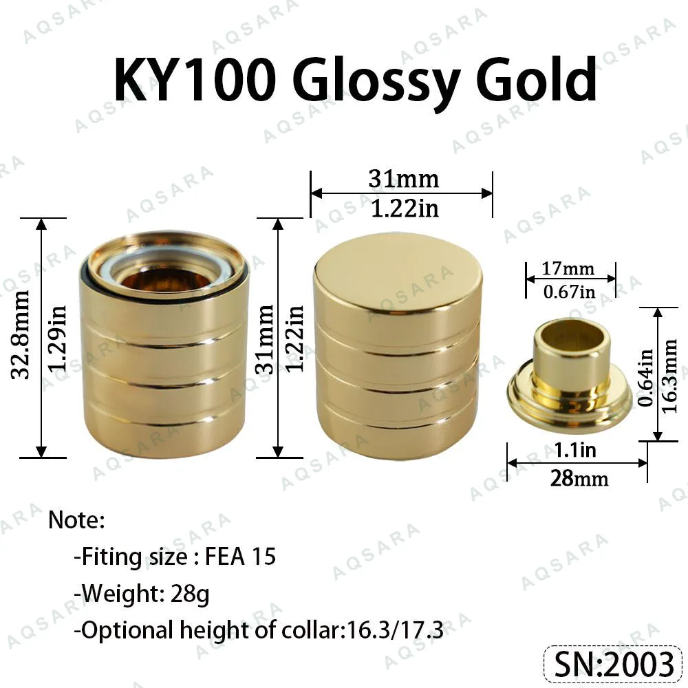 Tutup Magnetik aluminium — KY100 Magnetic Cap — Glossy Gold