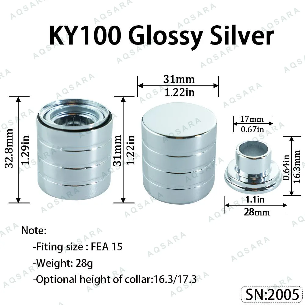 Tutup Magnetik aluminium — KY100 Magnetic Cap — Glossy Silver