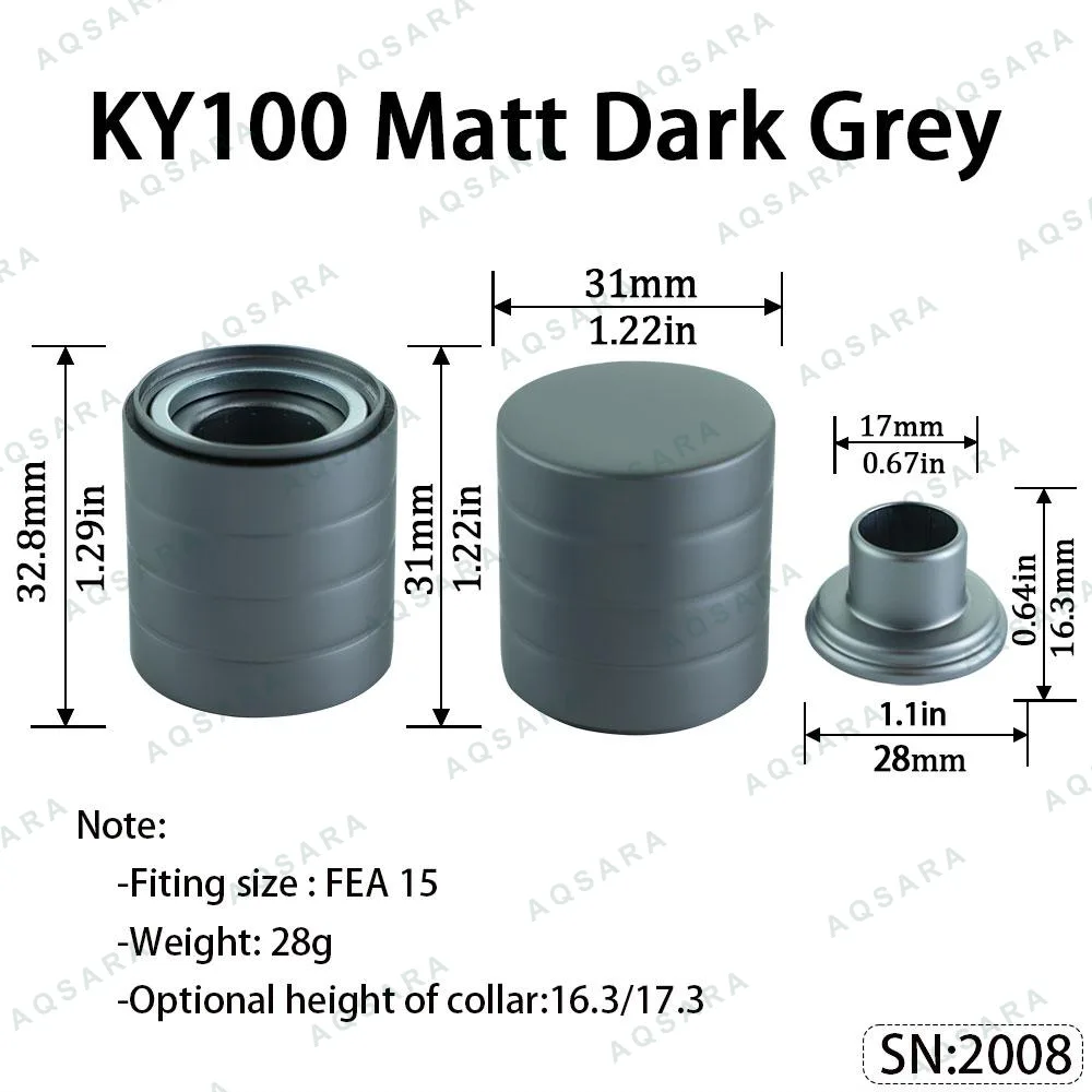 Tutup Magnetik aluminium — KY100 Magnetic Cap — Matt  Dark Grey