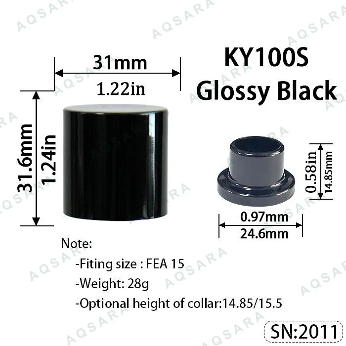 Tutup Magnetik aluminium — KY100S Magnetic Cap — Glossy Black