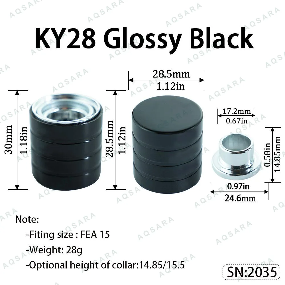 Tutup Magnetik aluminium — KY28 Magnetic Cap — Glossy Black