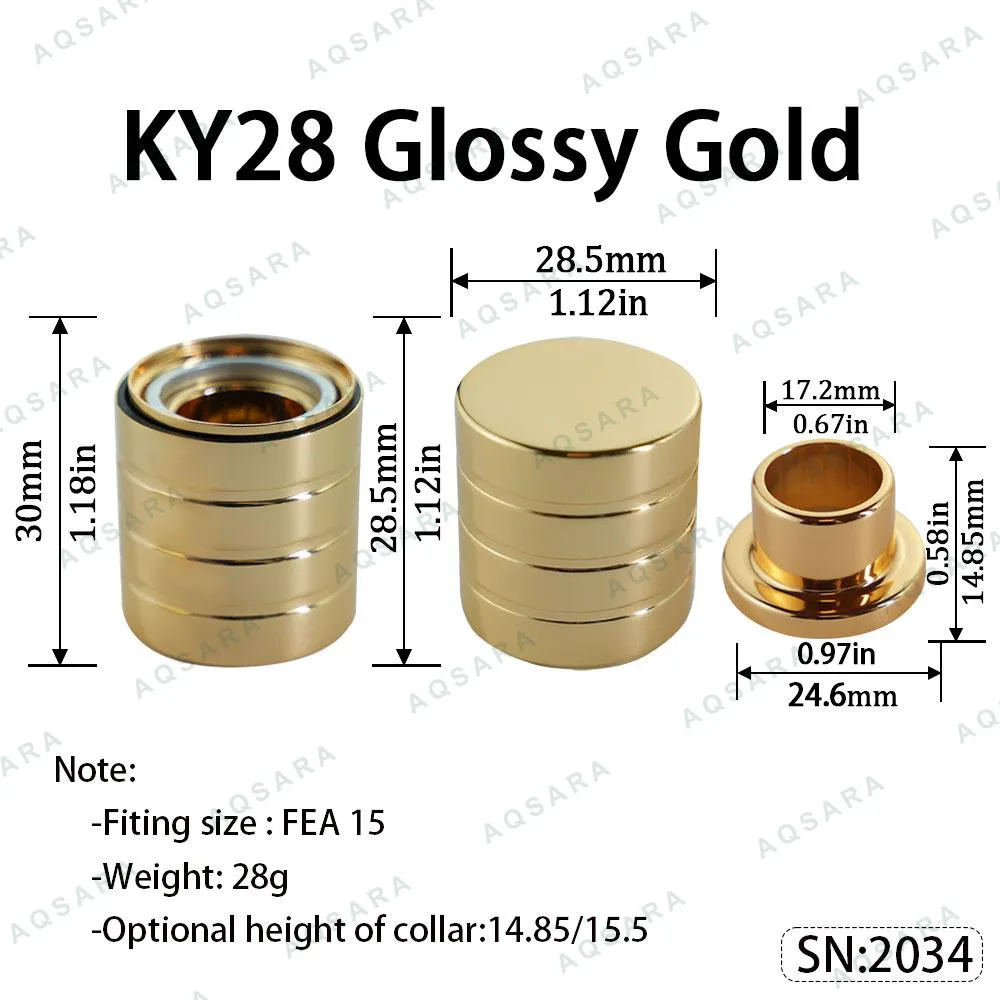 Tutup Magnetik aluminium — KY28 Magnetic Cap — Glossy Gold