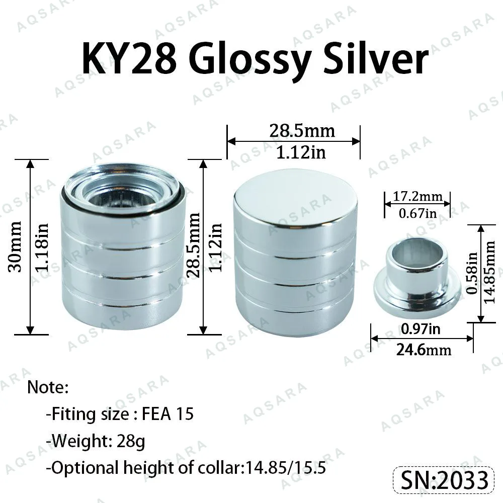 Tutup Magnetik aluminium — KY28 Magnetic Cap — Glossy Silver