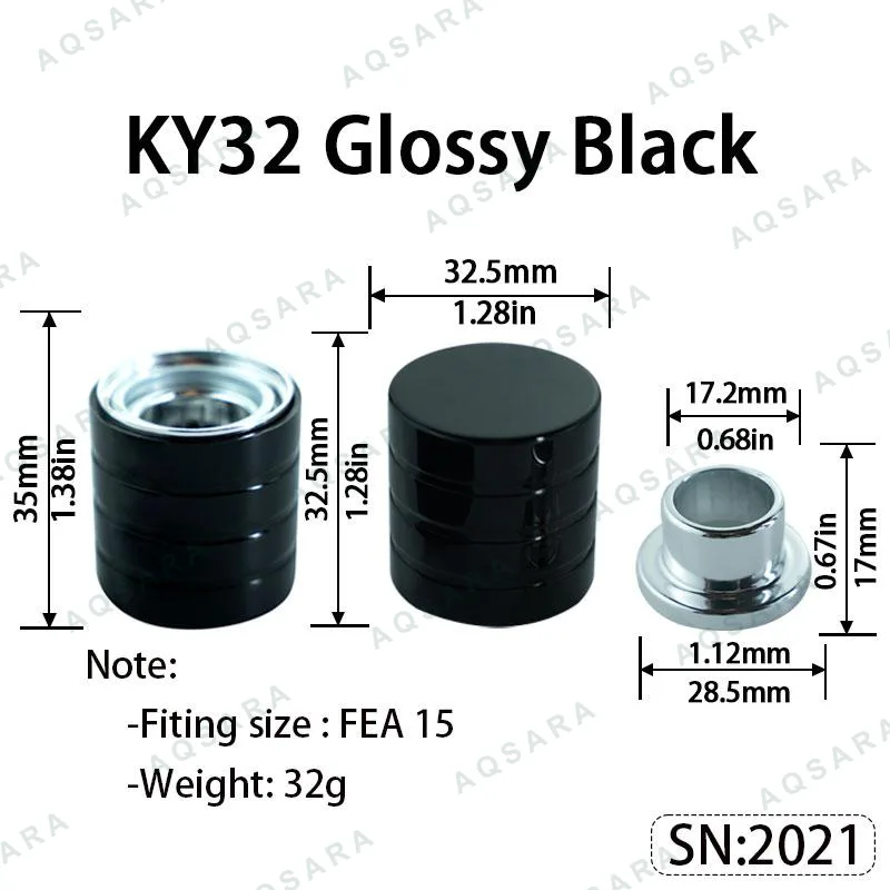 Tutup Magnetik aluminium — KY32 Magnetic Cap — Glossy Black