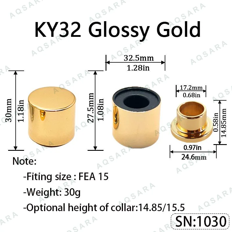 Tutup Magnetik aluminium — KY32 Magnetic Cap — Glossy Gold