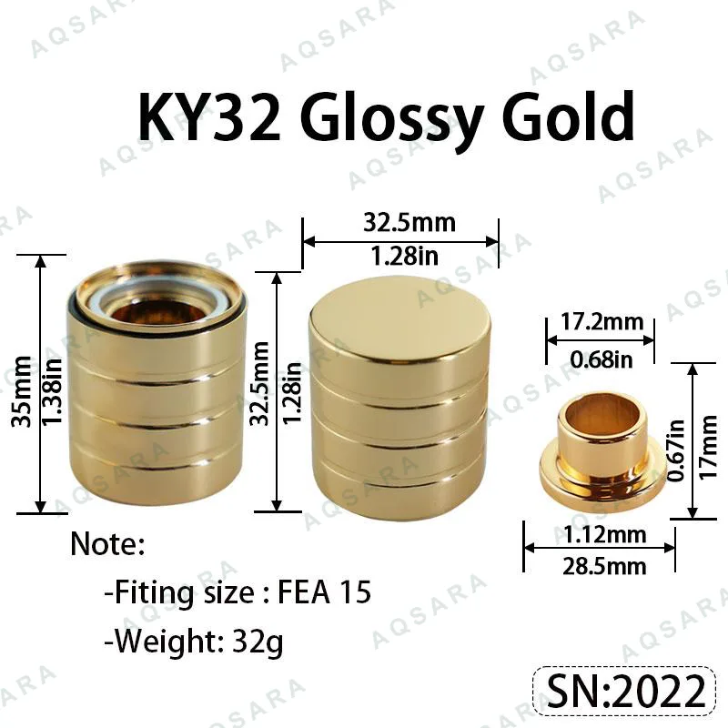 Tutup Magnetik aluminium — KY32 Magnetic Cap — Glossy Gold