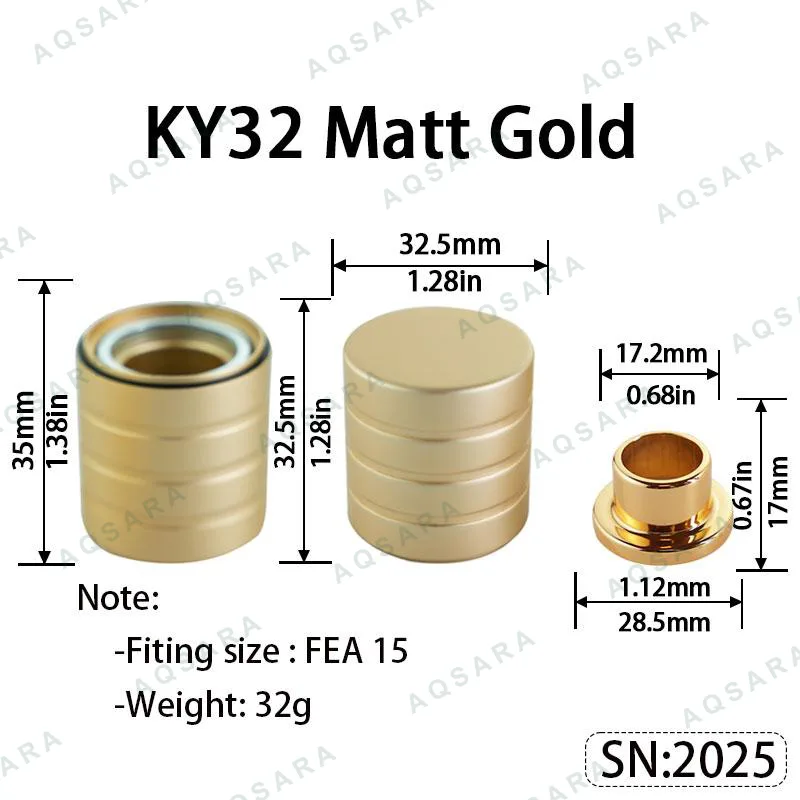 Tutup Magnetik aluminium — KY32 Magnetic Cap — Matt Gold