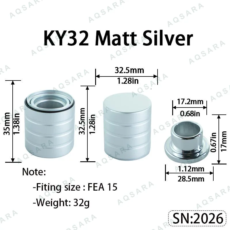 Tutup Magnetik aluminium — KY32 Magnetic Cap — Matt Silver