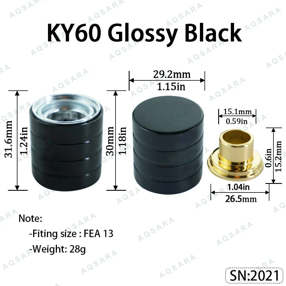 Tutup Magnetik aluminium — KY60 Magnetic Cap — Glossy Black