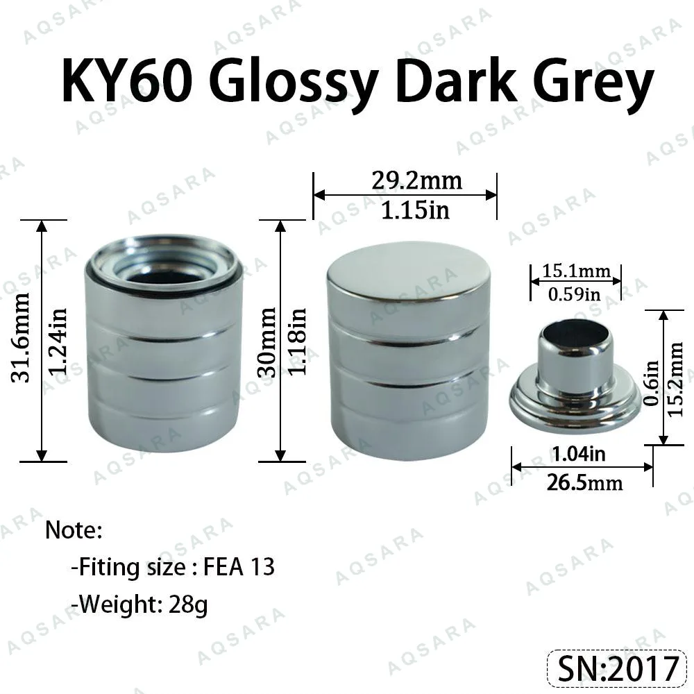 Tutup Magnetik aluminium — KY60 Magnetic Cap — Glossy Dark Grey