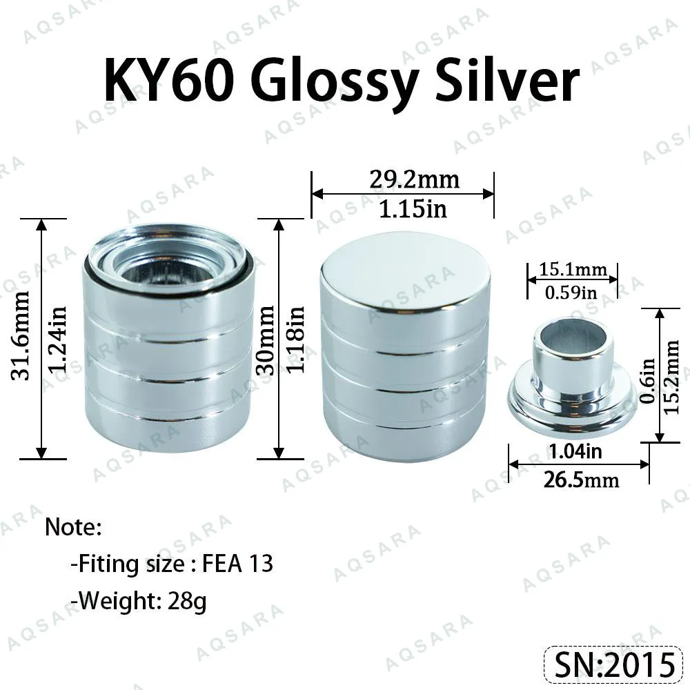 Tutup Magnetik aluminium — KY60 Magnetic Cap — Glossy Silver