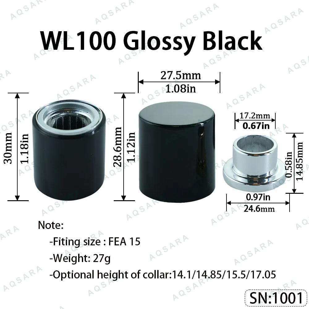 Tutup Magnetik aluminium — WL100 Magnetic Cap — Glossy Black