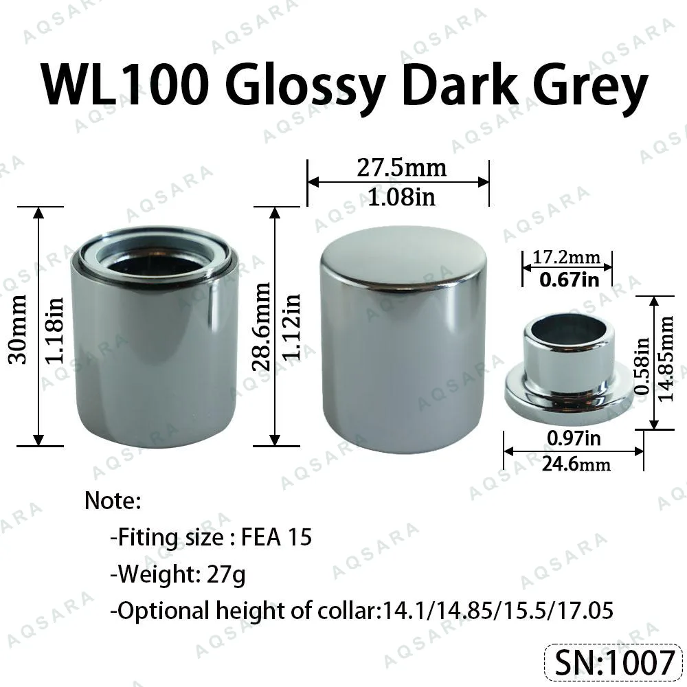 Tutup Magnetik aluminium — WL100 Magnetic Cap — Glossy Dark Grey