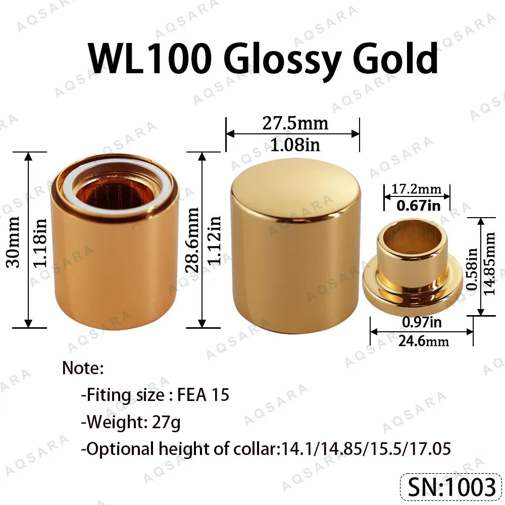 Tutup Magnetik aluminium — WL100 Magnetic Cap — Glossy Gold