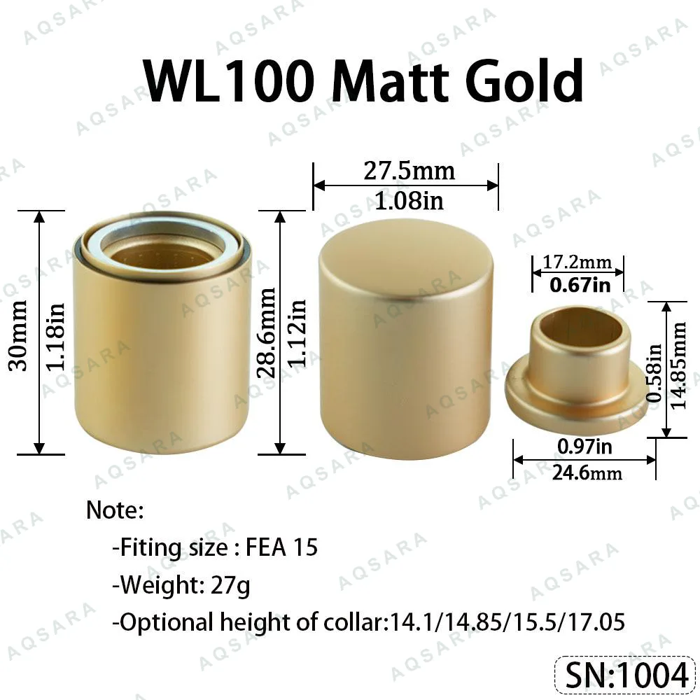 Tutup Magnetik aluminium — WL100 Magnetic Cap — Matt Gold
