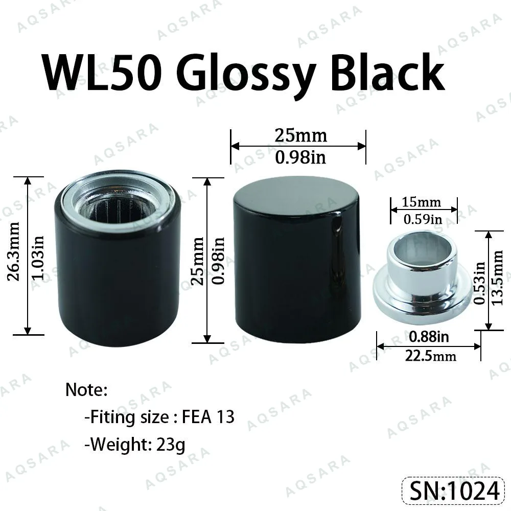Tutup Magnetik aluminium — WL50 Magnetic Cap — Glossy Black