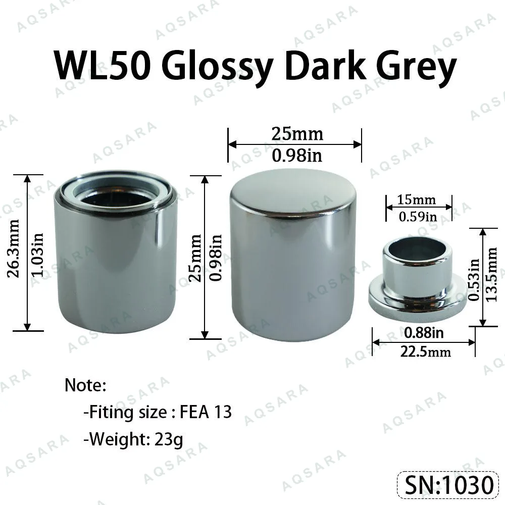 Tutup Magnetik aluminium — WL50 Magnetic Cap — Glossy Dark Grey