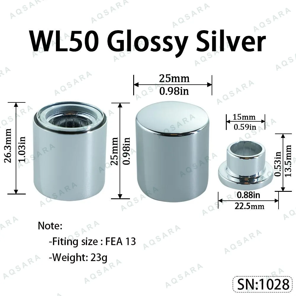 Tutup Magnetik aluminium — WL50 Magnetic Cap — Glossy Silver