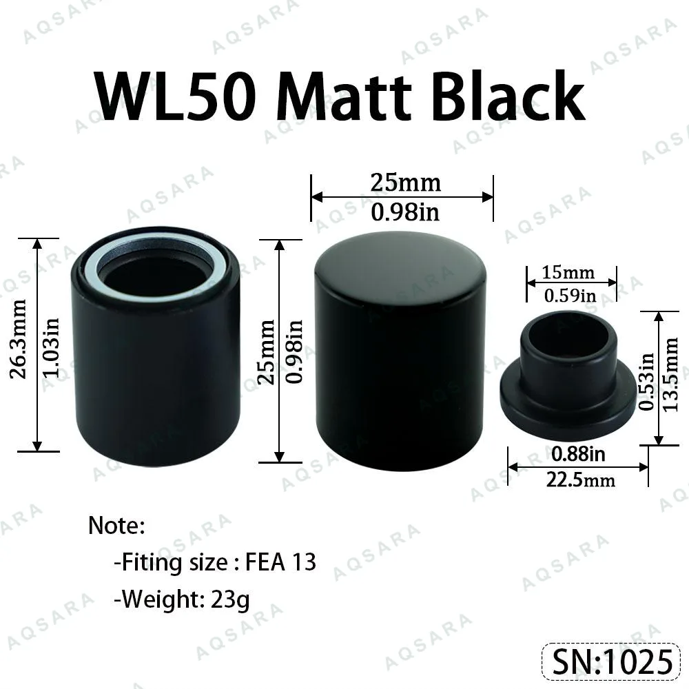 Tutup Magnetik aluminium — WL50 Magnetic Cap — Matt Black