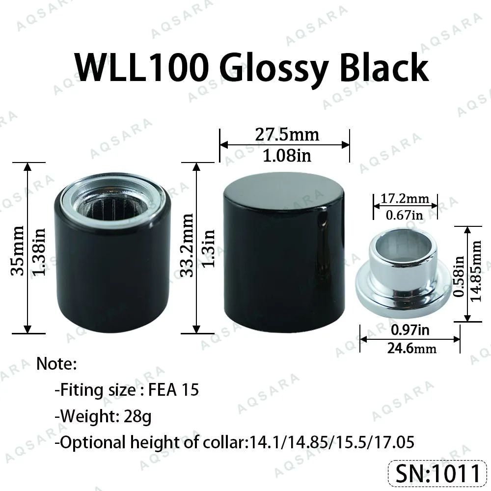 Tutup Magnetik aluminium — WLL100 Magnetic Cap — Glossy Black