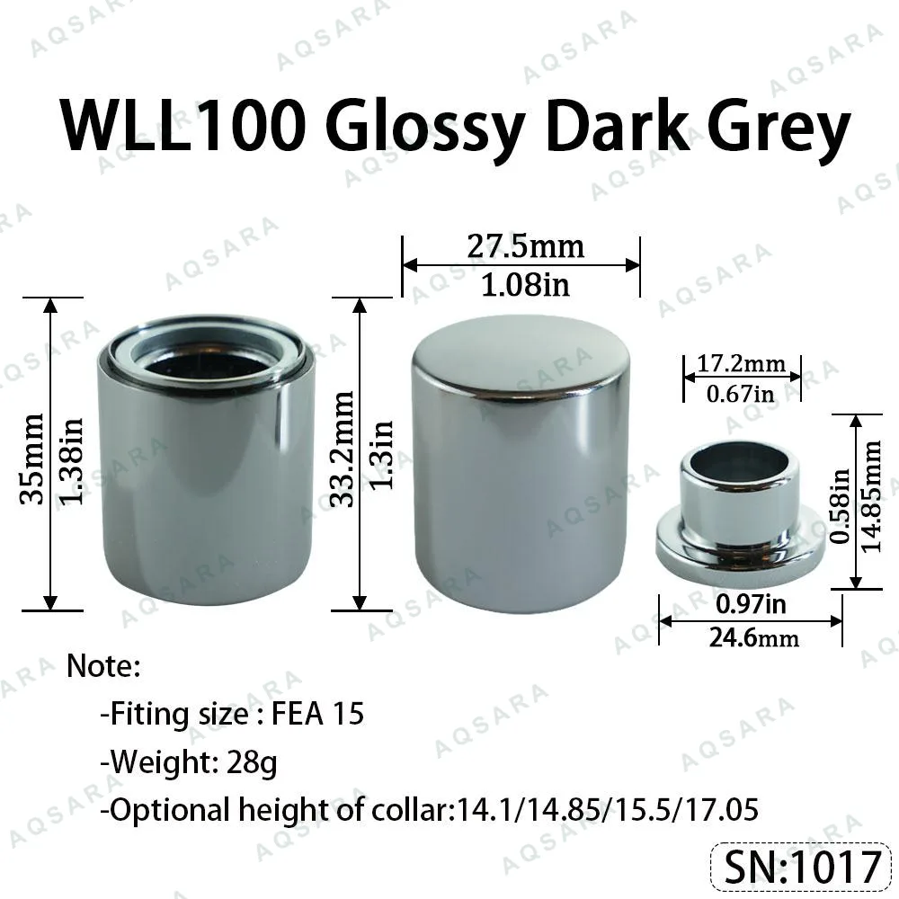Tutup Magnetik aluminium — WLL100 Magnetic Cap — Glossy Dark Grey